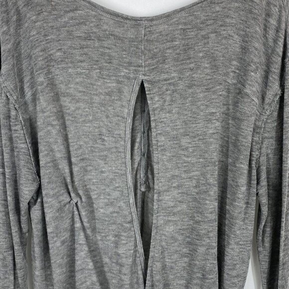 We The Free Gray Henley Open Back V Neck Long Sleeve T Shirt Tencel Size S - Picture 4 of 11